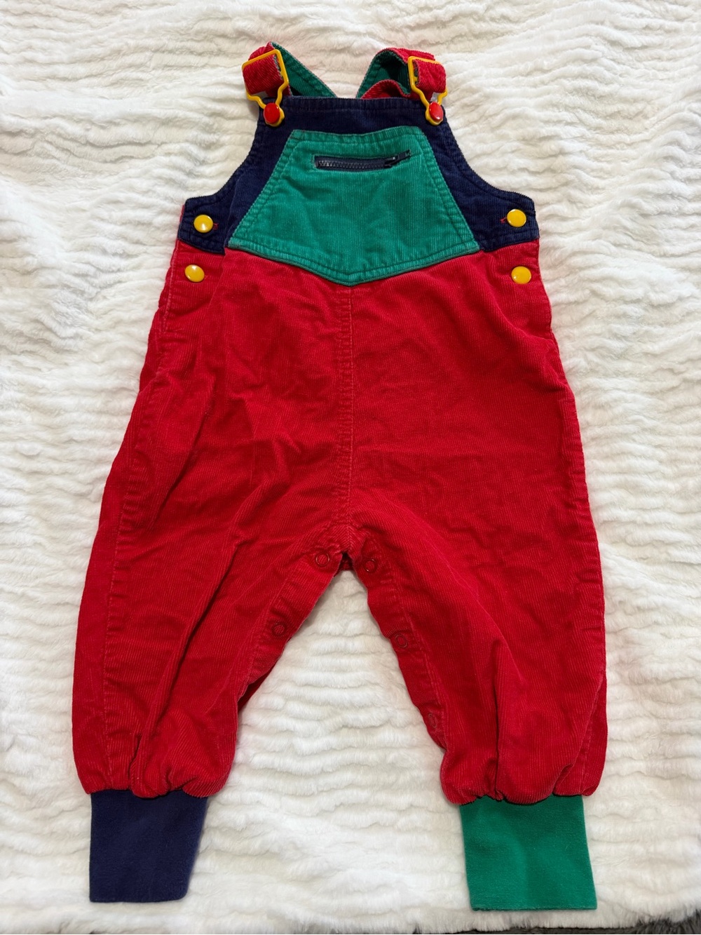 Vintage Colour Block Corduroy Overalls